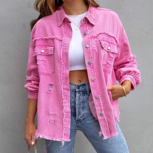 Thea - Tattered Denim Jacket