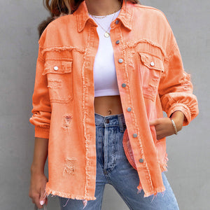 Thea - Tattered Denim Jacket